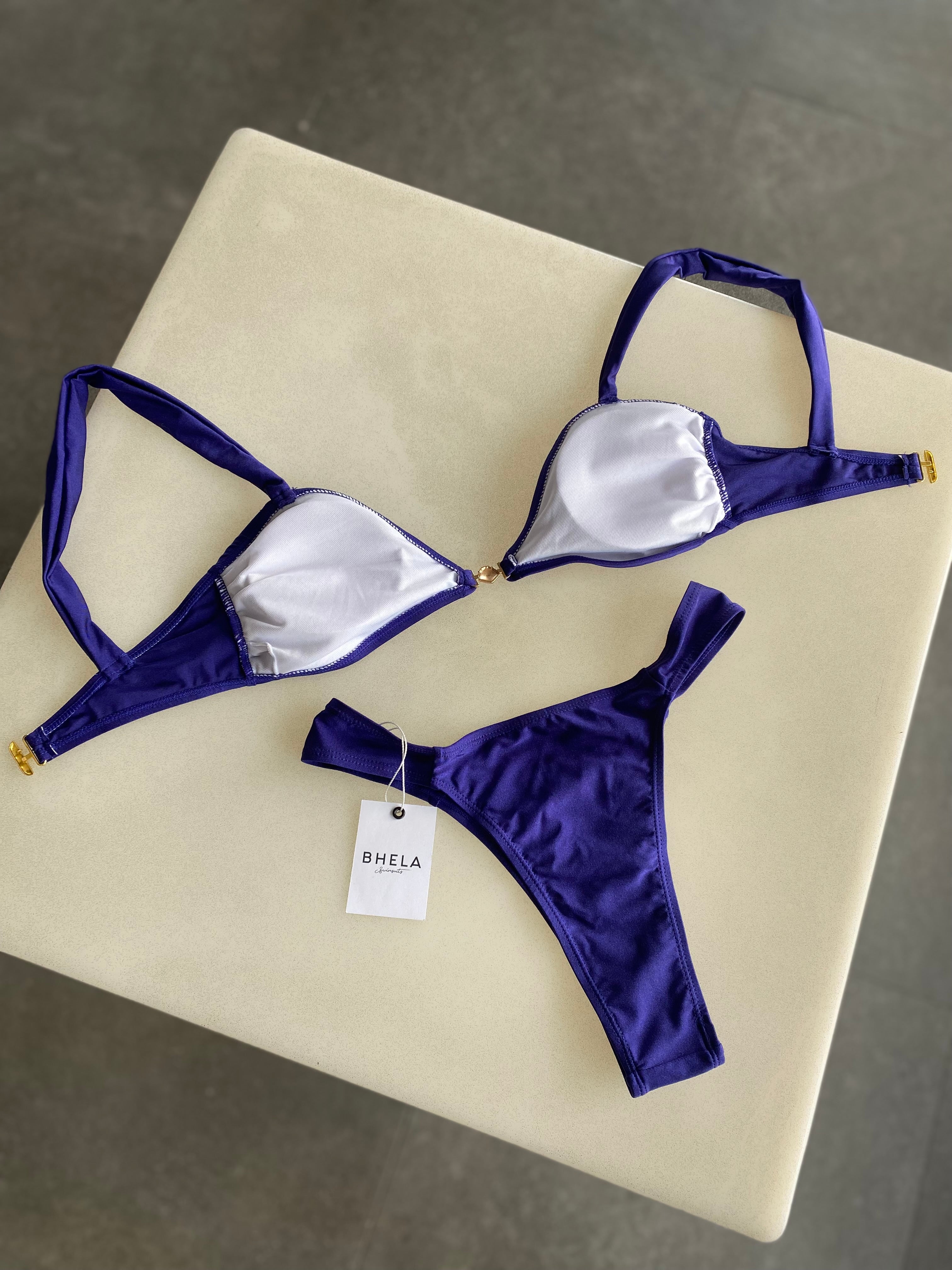 Bikini satinado azul marino