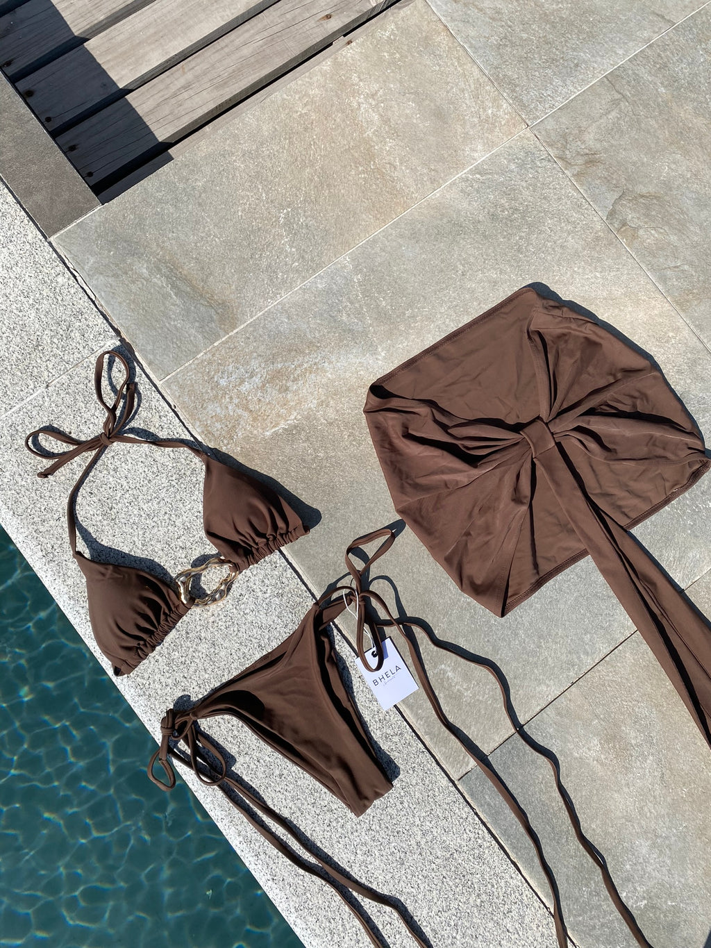 Set 3 piezas mini falda Café