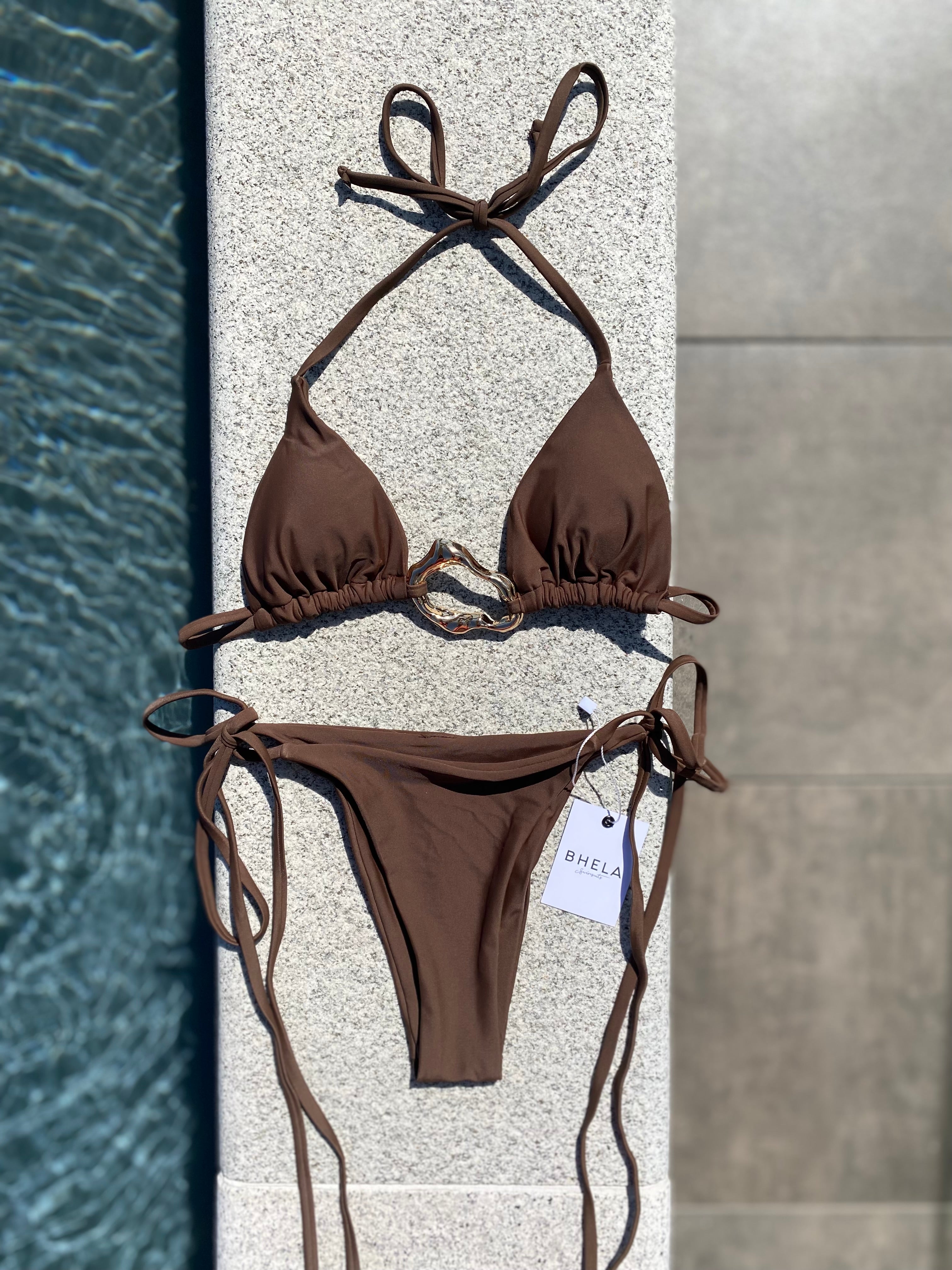 Set 3 piezas mini falda Café