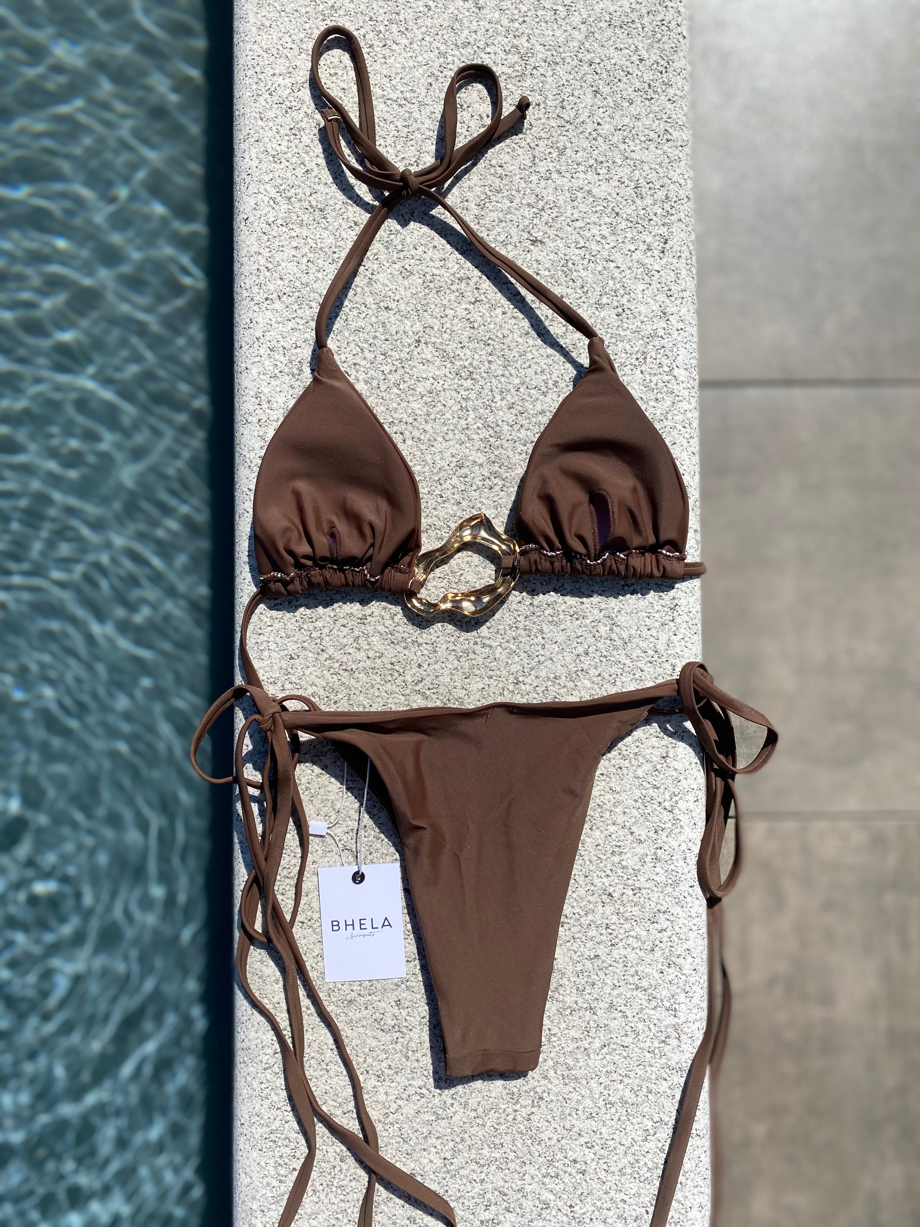 Set 3 piezas mini falda Café